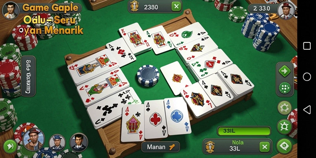 Tampilan gameplay seru dari 33L, permainan Gaple yang adiktif.