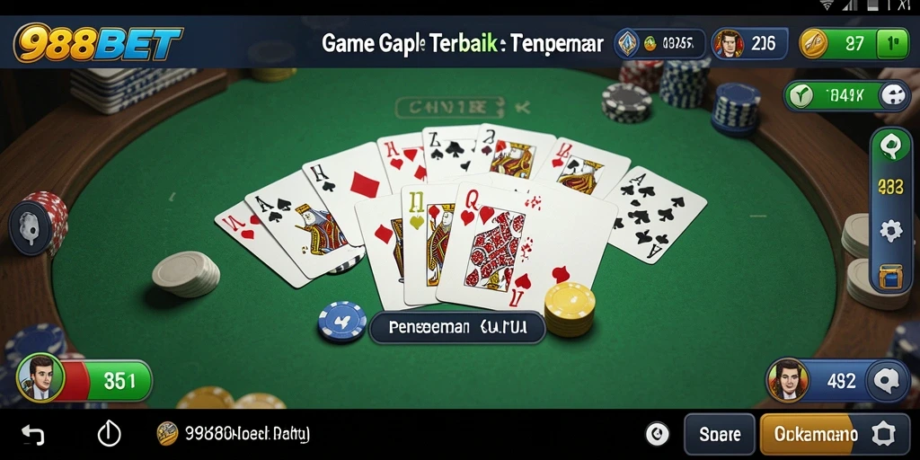 Gameplay seru Gaple di aplikasi 988BET dengan grafis menakjubkan.