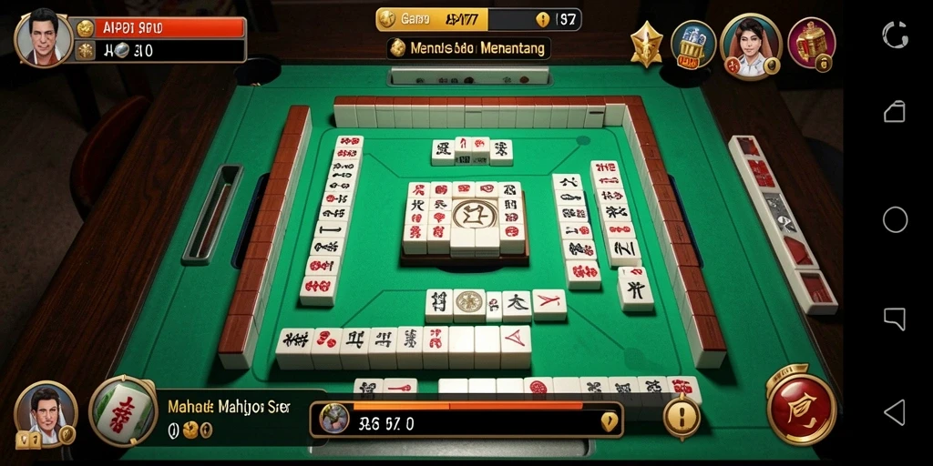 Screenshot API77 yang menunjukkan gameplay menarik Mahjong.