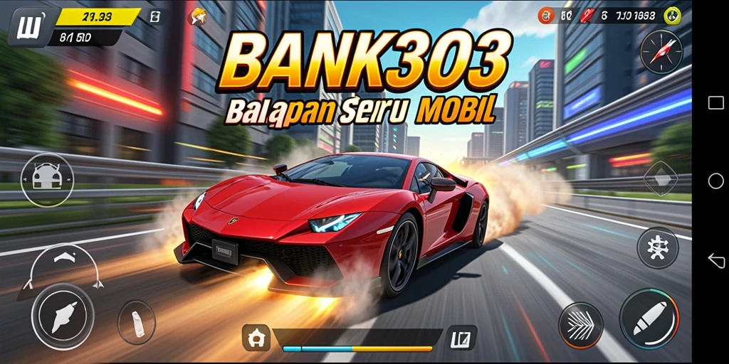 Tampilan gameplay balapan menarik dengan mobil-mobil cepat di trek.