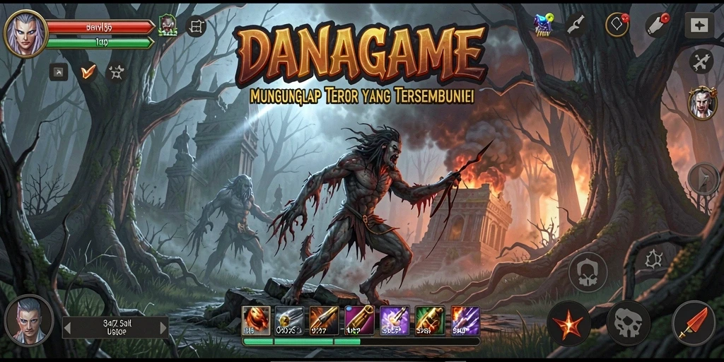 Tangkapan layar utama menunjukkan suasana mencekam dalam game horror.