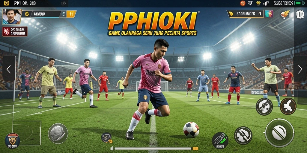 Screenshot utama PPHOKI menunjukkan keseruan pertandingan olahraga.