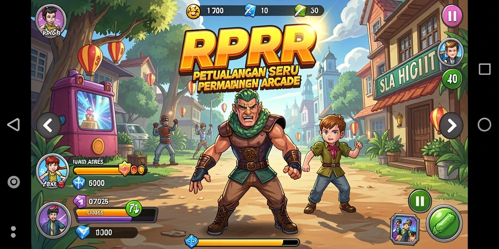 Screenshot RPRR menampilkan aksi seru dalam gameplay Arcade.