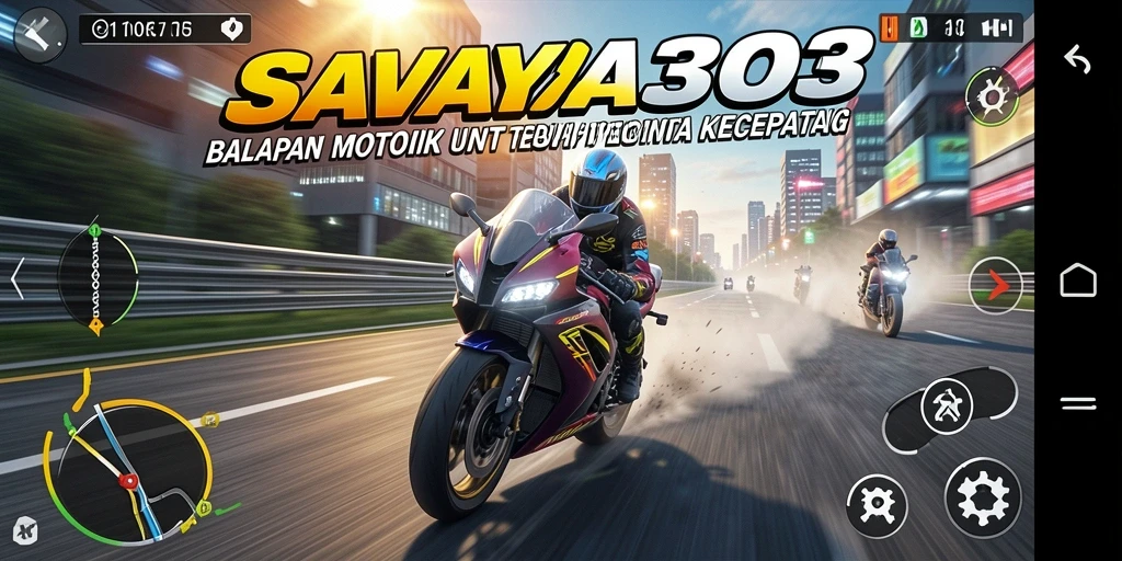 Tampilan gameplay menegangkan di lintasan balapan motor.