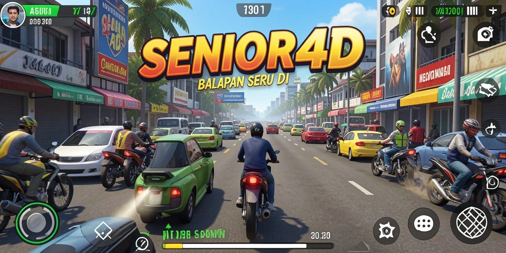 Tampilan menakjubkan dari gameplay balapan SENIOR4D.