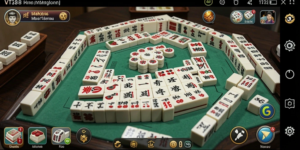 Gameplay menarik dari VT38 dengan desain ubin Mahjong yang berwarna-warni.