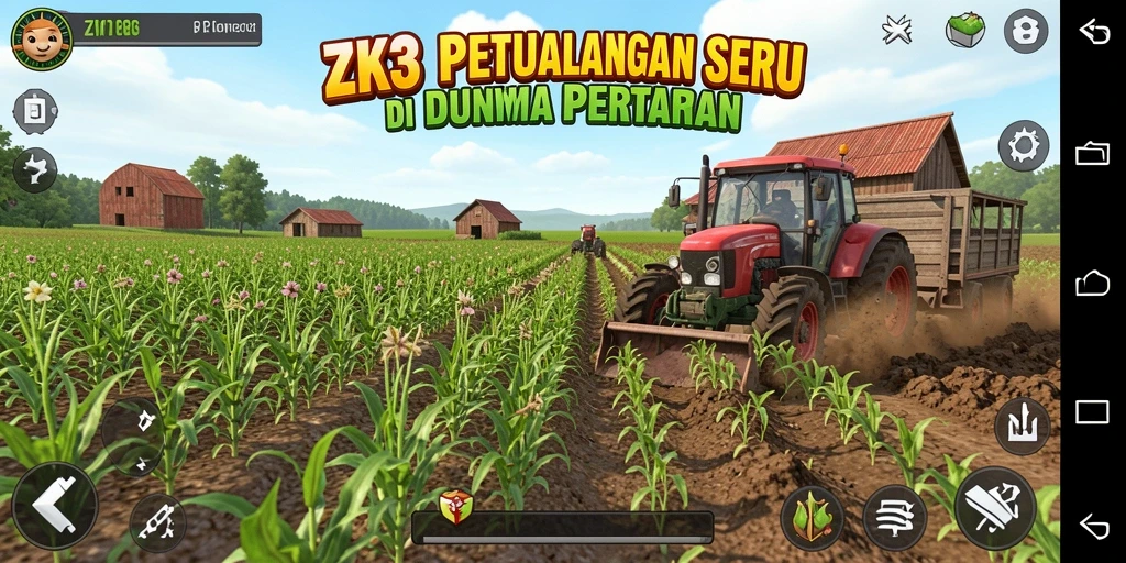 Screenshot gameplay ZK3 menampilkan petualangan seru di dunia pertanian.