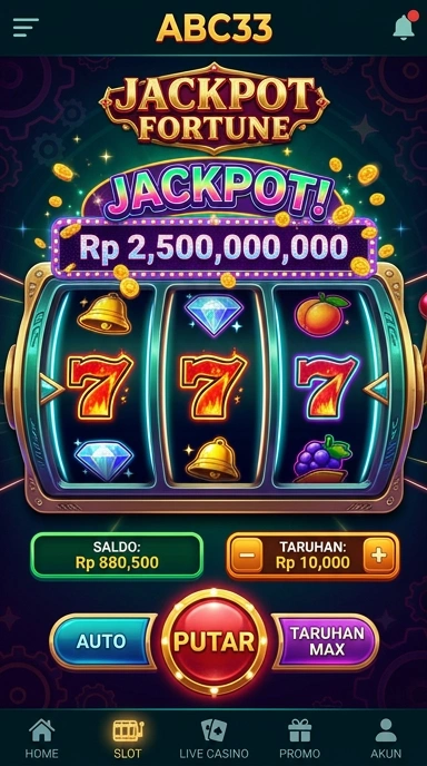 Screenshot antarmuka pengguna abc33 yang intuitif.